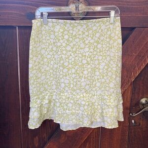 Ann Taylor Green White Ruffled Mini Skirt